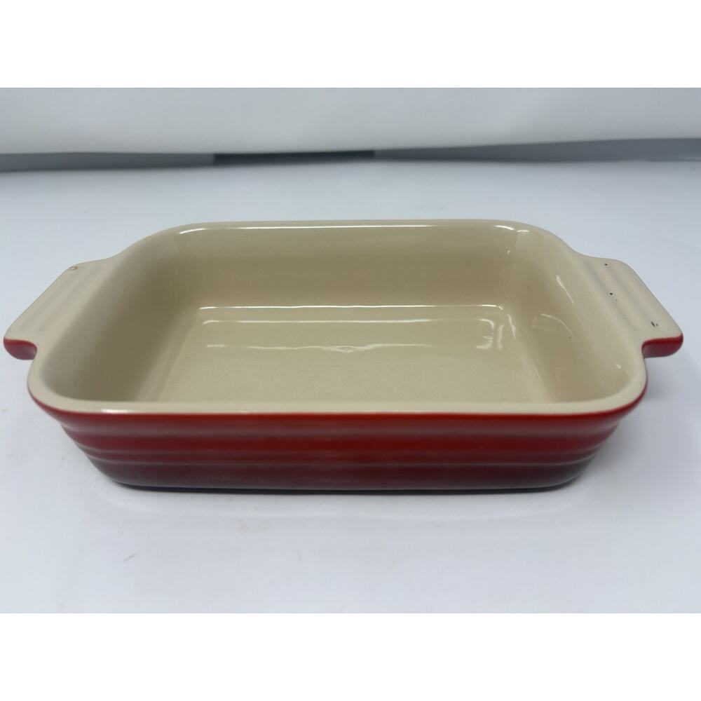 LE CREUSET Stoneware Mini Rectangular Baking Dish Red 7x5” Excellent Condition